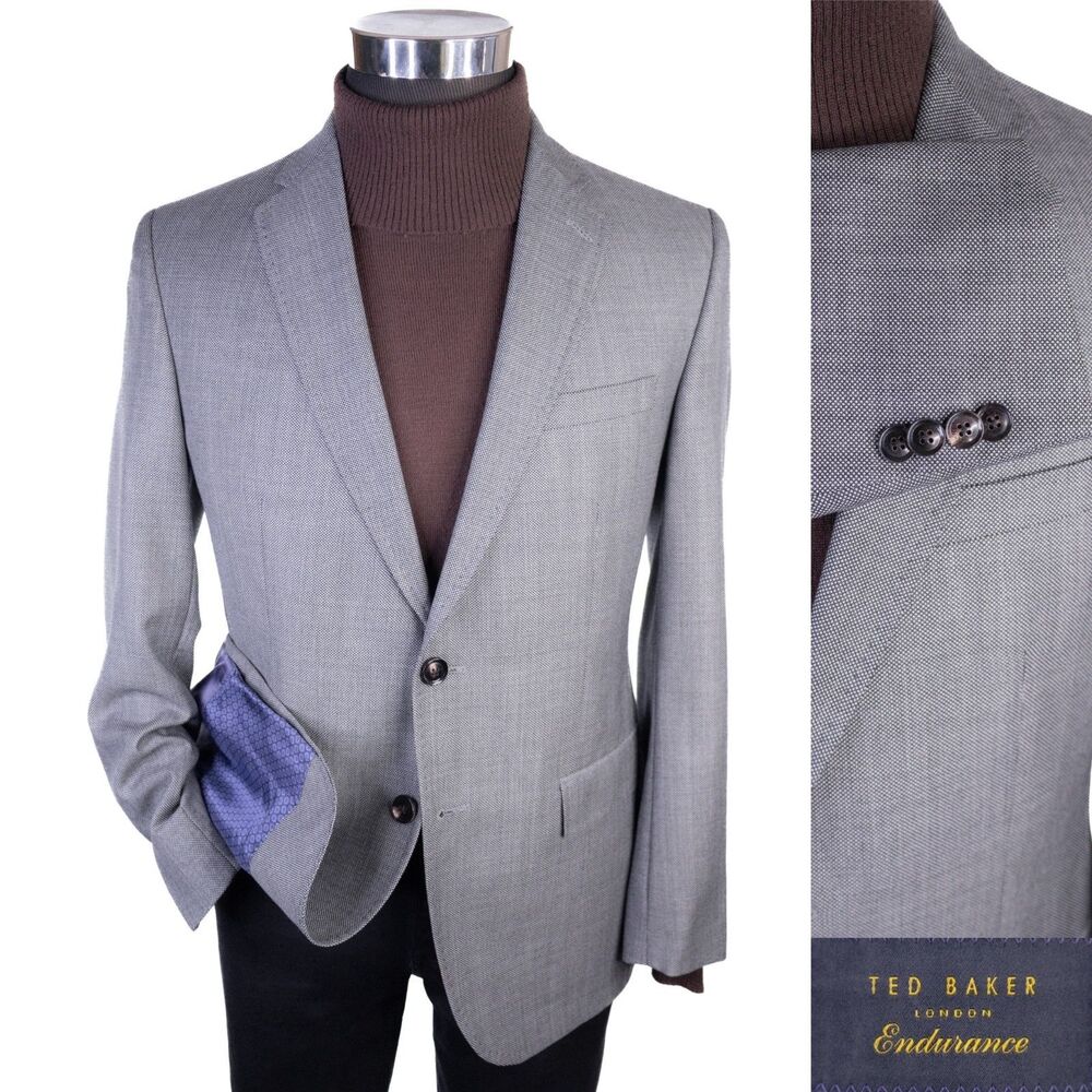 Ted Baker Endurance Size 40S JAY CT Sport Coat Jacket Blazer Wool Gray
